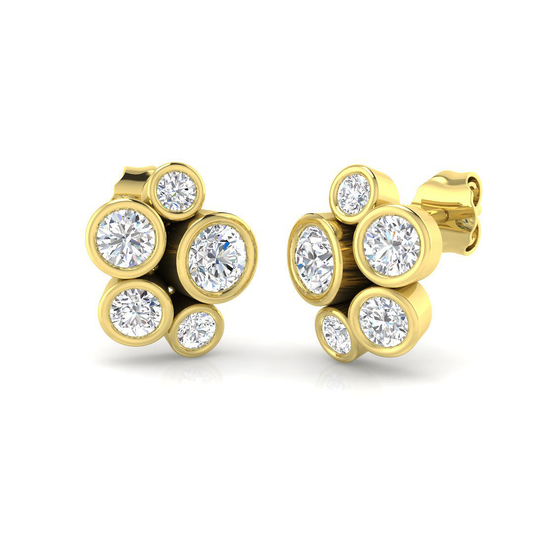 Round Brilliant Cut Diamond Bubble Stud Earrings