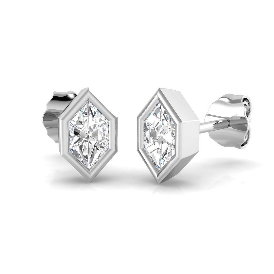 Kite Cut Diamond Bezel Stud Earrings