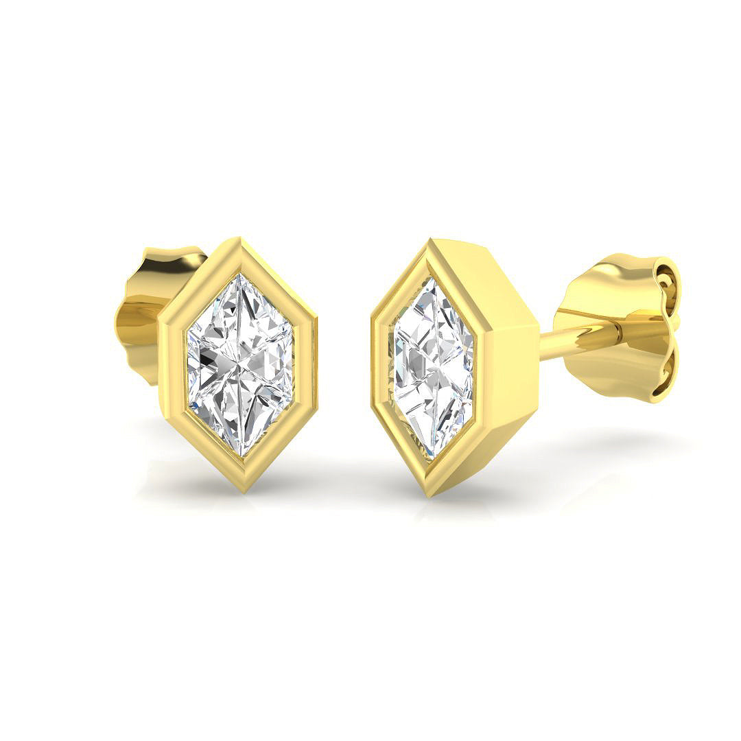 Kite Cut Diamond Bezel Stud Earrings