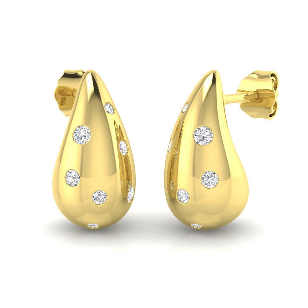 Chunky Teardrop Diamond Stud Earrings