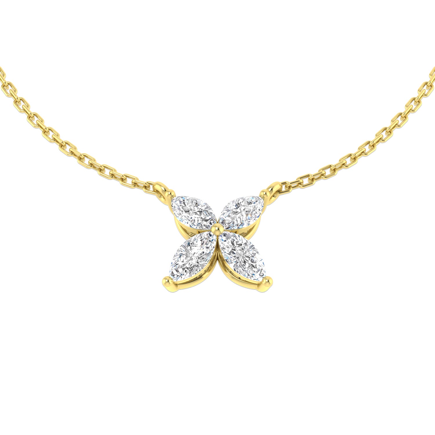 Marquise Cut Diamond Flower Pendant