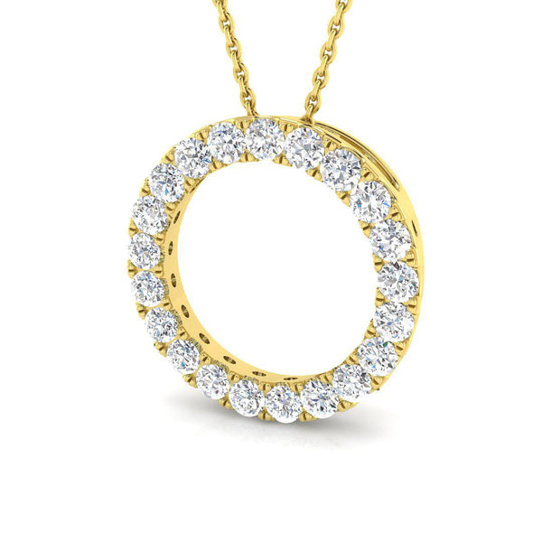 Diamond Circle of Life Pendant in yellow gold with micro set diamonds on a chain