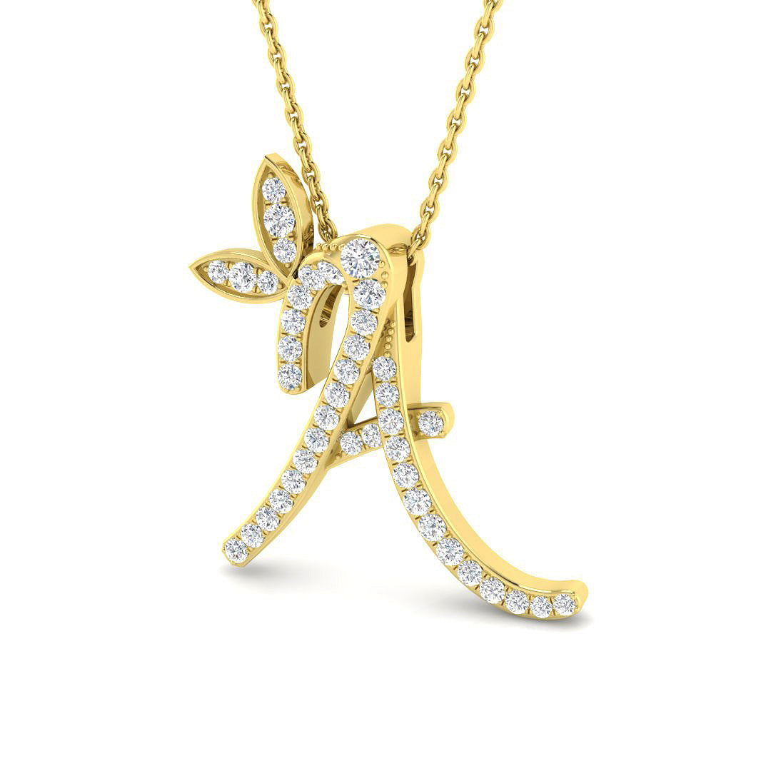 Diamond Floral Initial Pendant with Chain