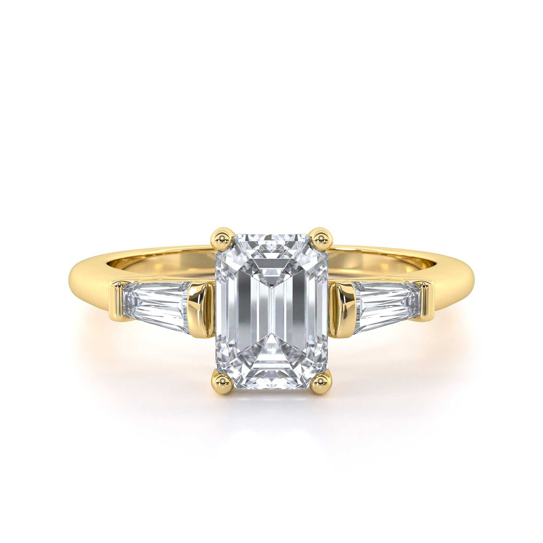 Emerald cut Art Deco diamond engagement ring