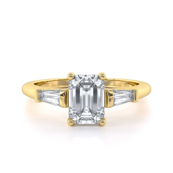 Emerald cut Art Deco diamond engagement ring