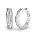 Baguette cut diamond chanel set hoop earrings