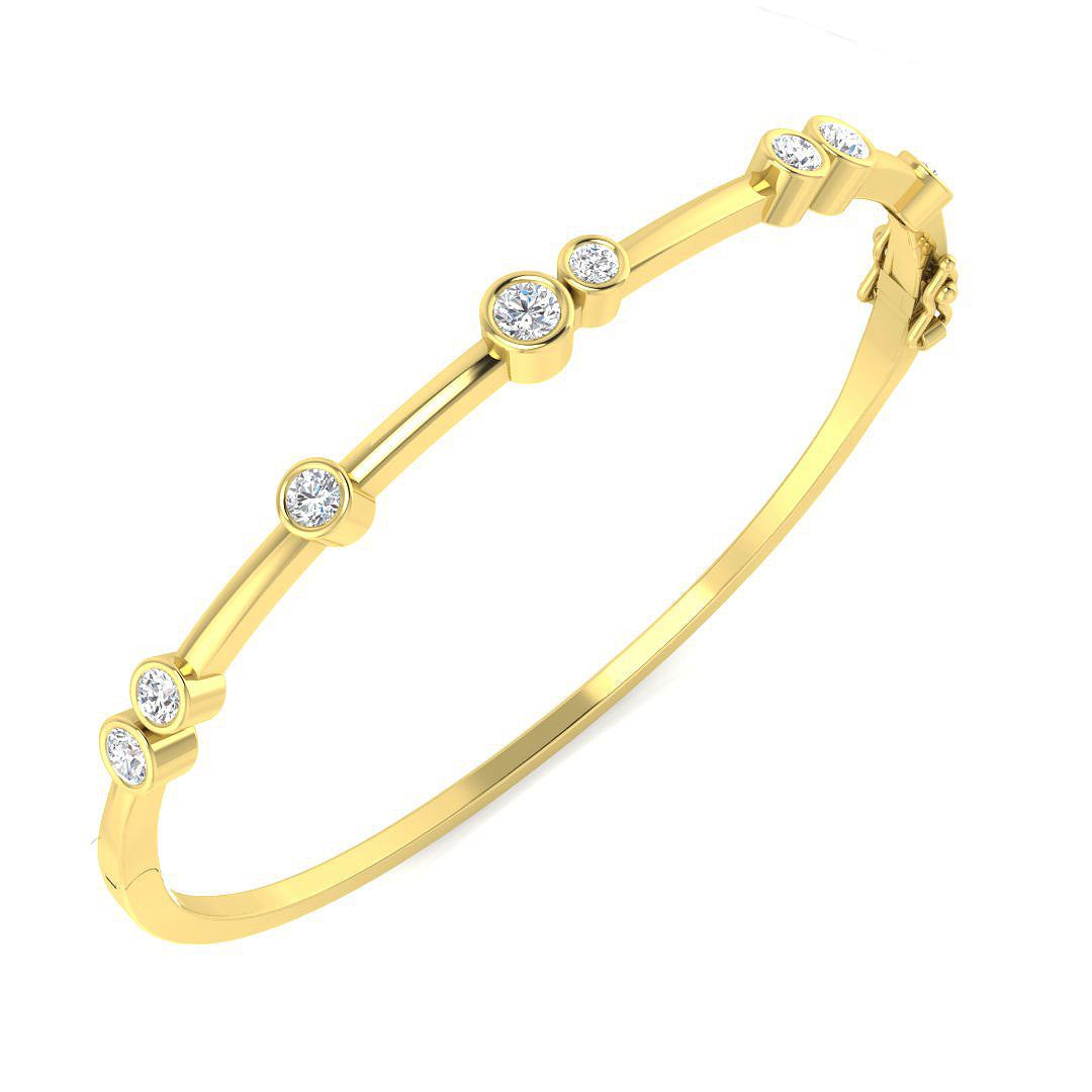 Bezel bubble diamond bangle bracelet