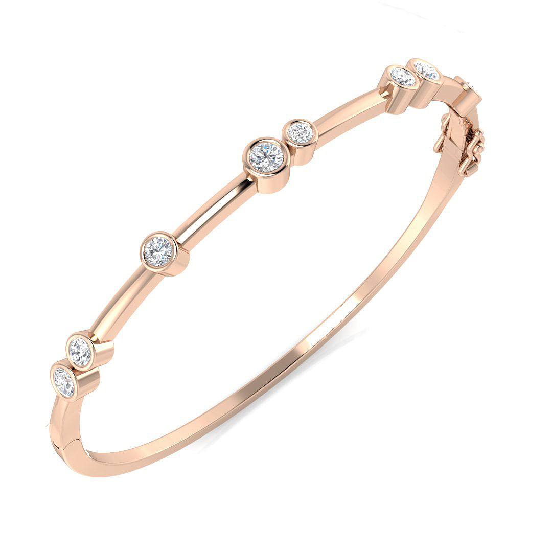 Bezel bubble diamond bangle bracelet