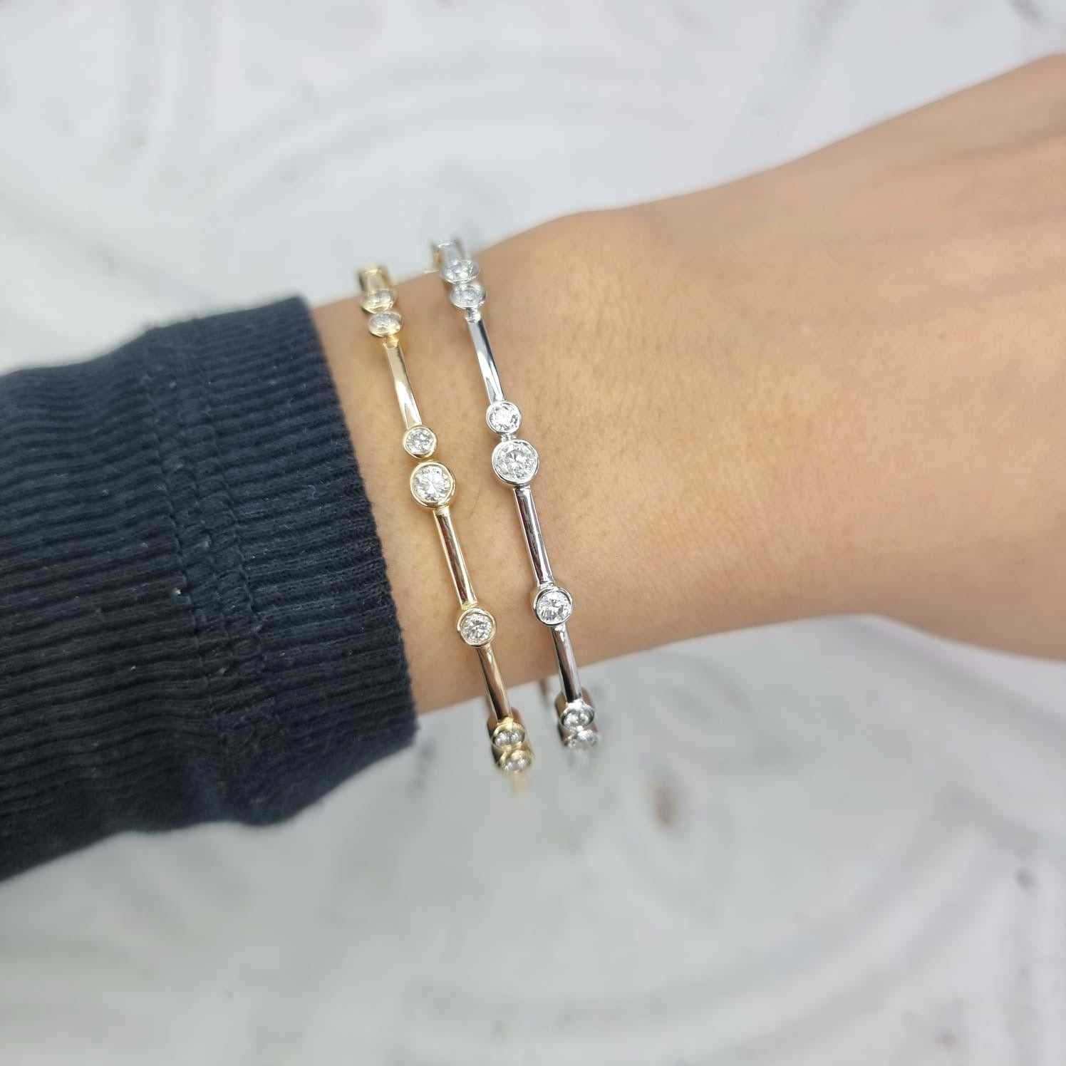 Bezel bubble diamond bangle bracelet