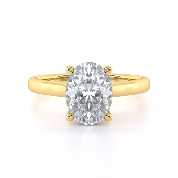 Oval diamond bridge engagement ring