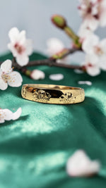 Cherry blossom engraved diamond band