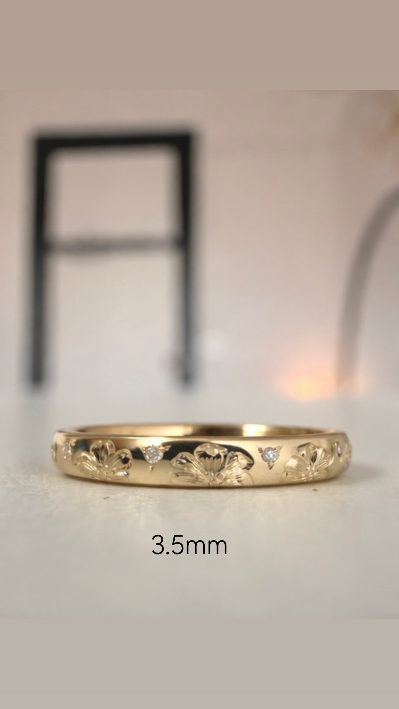 Cherry blossom engraved diamond band
