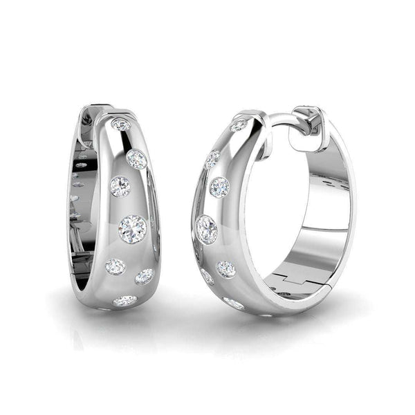 Chunky flush set diamond hoop earrings