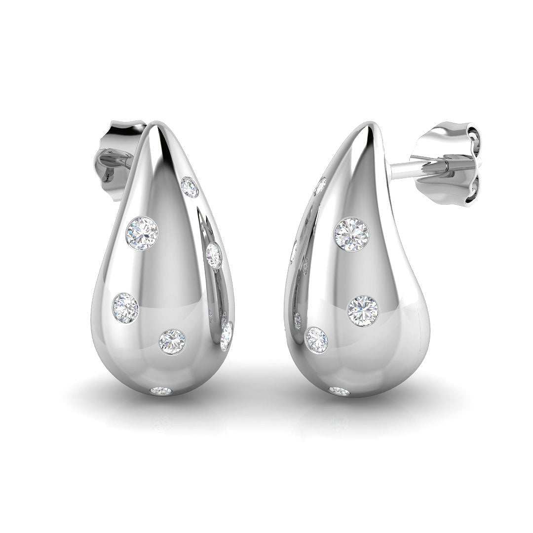 Teardrop chunky diamond stud earrings Italian style