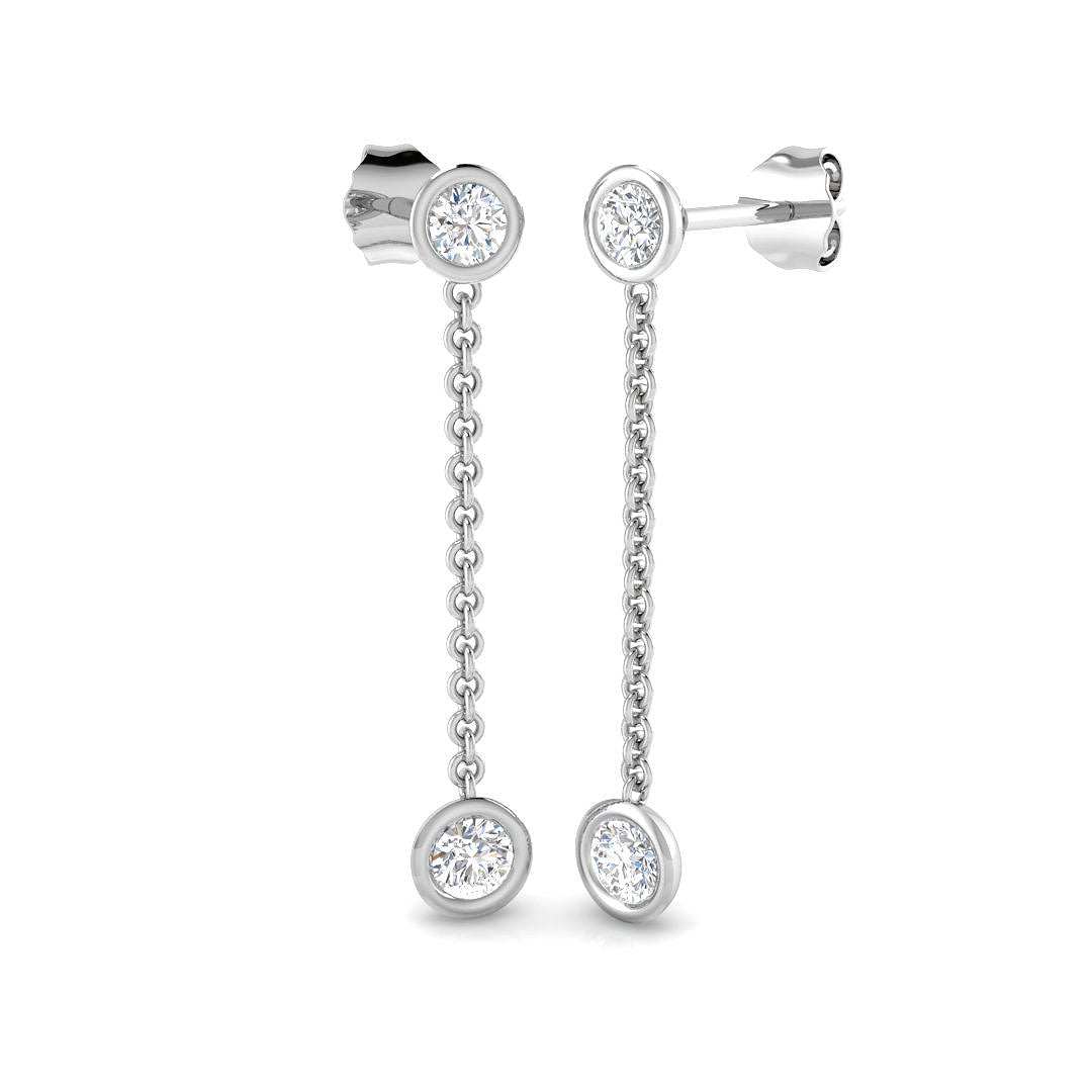 Round brilliant diamond chain drop earrings