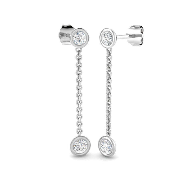 Round brilliant diamond chain drop earrings