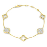 Diamond clover chain bracelet