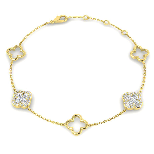 Diamond clover chain bracelet