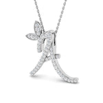 Diamond floral initial pendant necklace