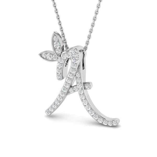 Diamond floral initial pendant necklace