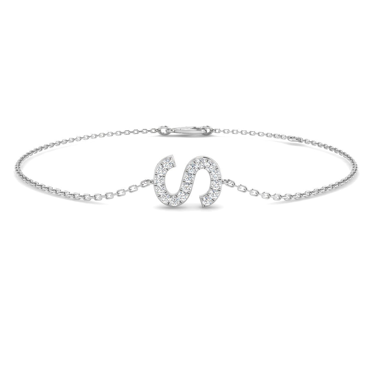 Personalised diamond initial chain bracelet
