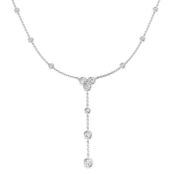 Round brilliant diamond lariat necklace
