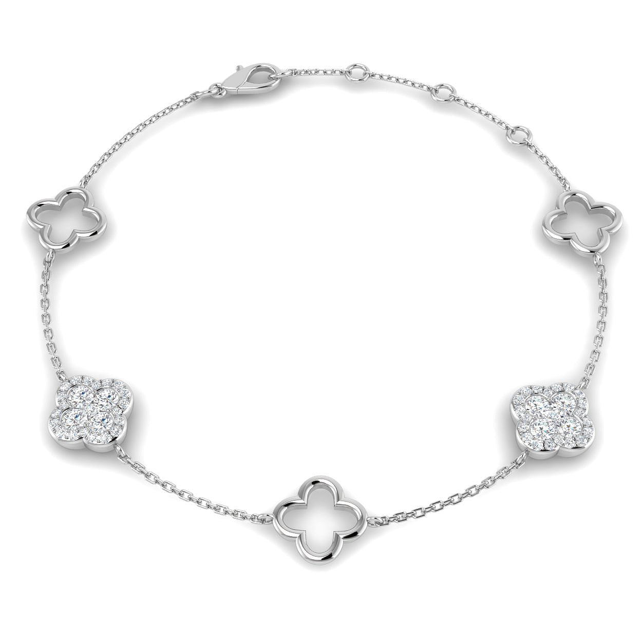 Diamond clover chain bracelet
