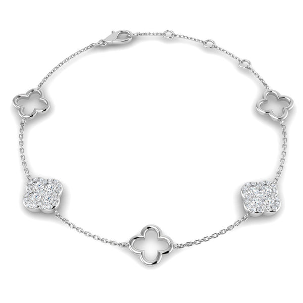 Diamond clover chain bracelet