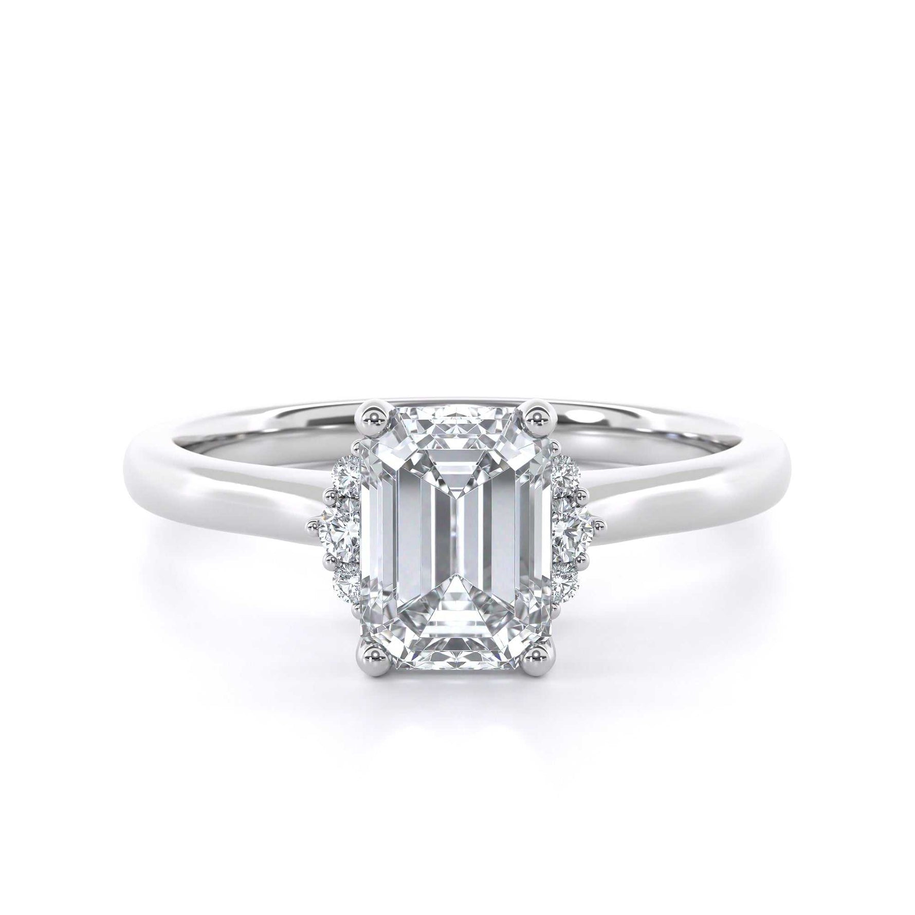Emerald cut diamond unique engagement ring