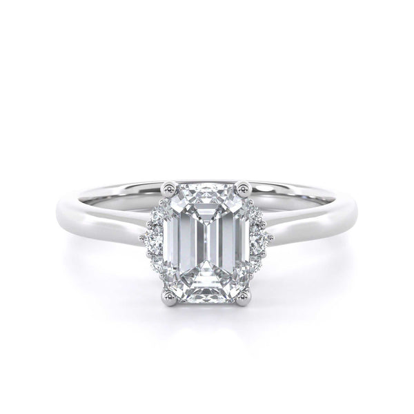 Emerald cut diamond unique engagement ring