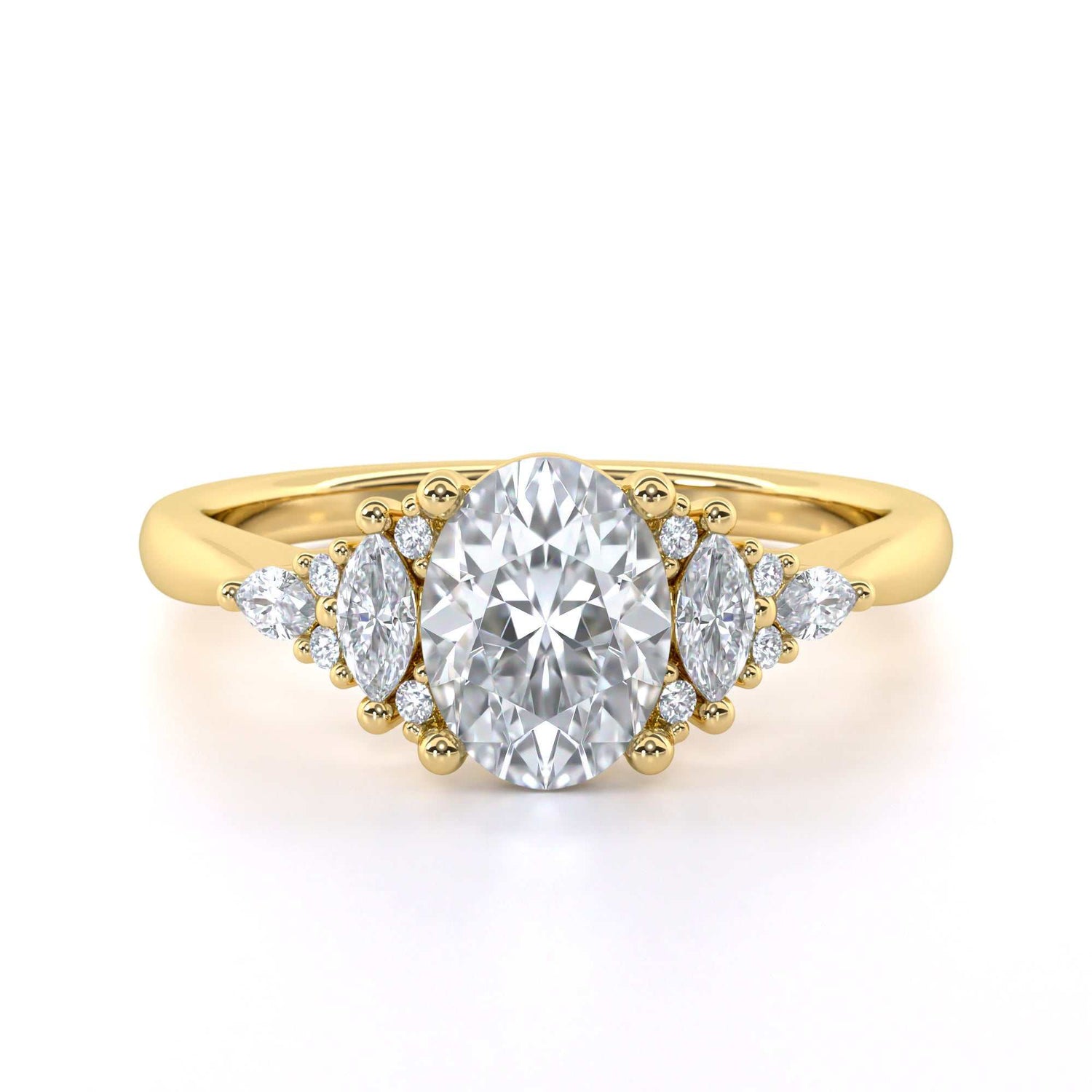Oval cut diamond halo engagement ring