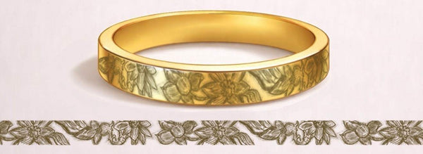 Floral engraved wedding band