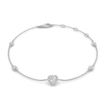 Heart shape diamond bracelet bezel set