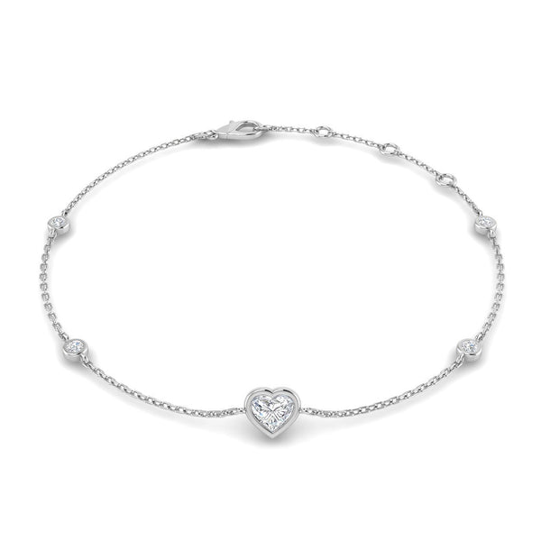 Heart shape diamond bracelet bezel set