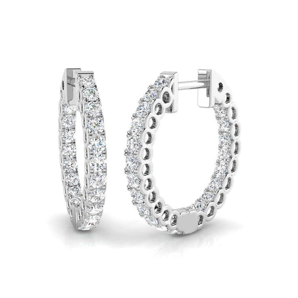 Inside out diamond hoop earrings claw set design