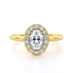 Oval diamond halo engagement ring for women