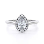 Pear shape halo diamond engagement ring