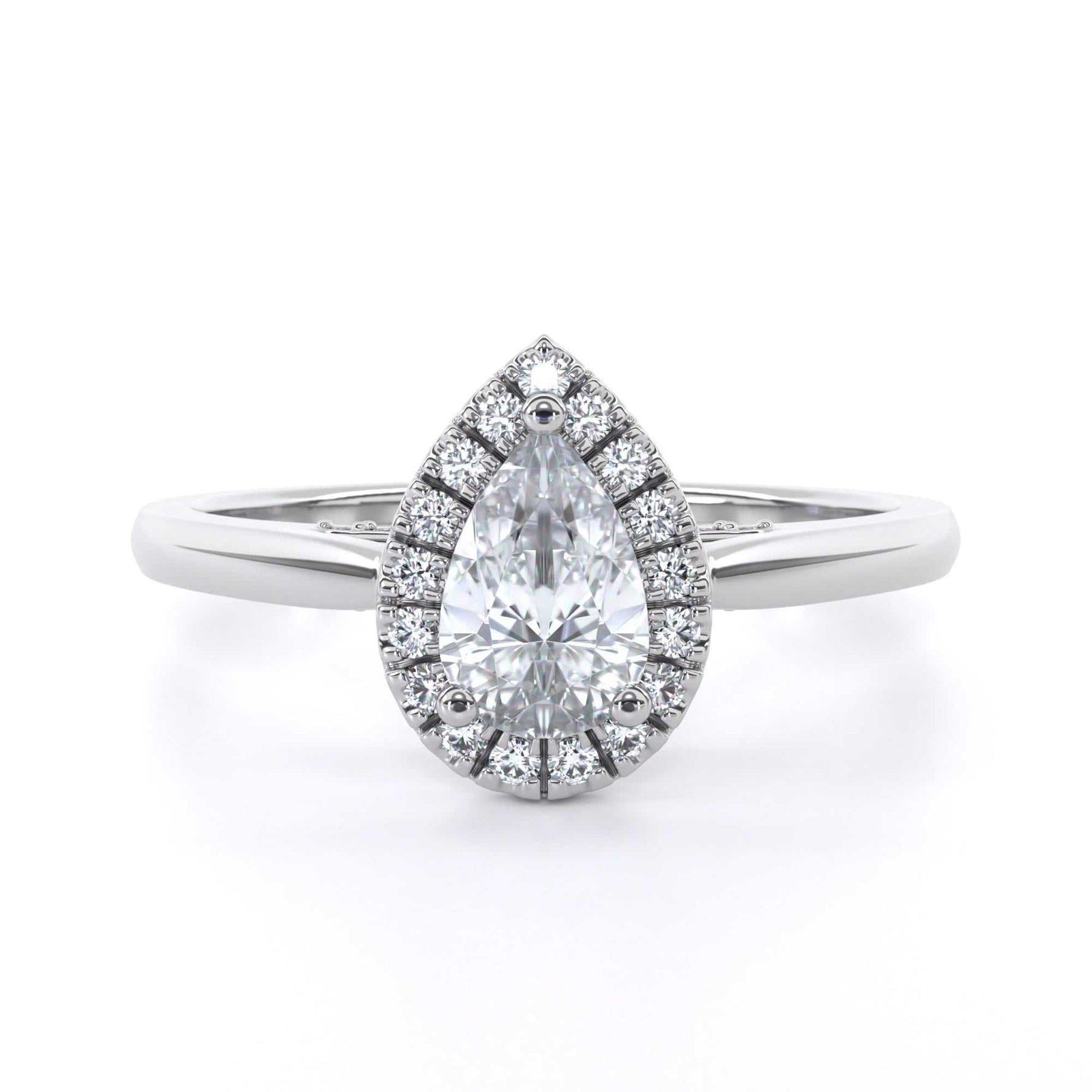 Pear shape halo diamond engagement ring