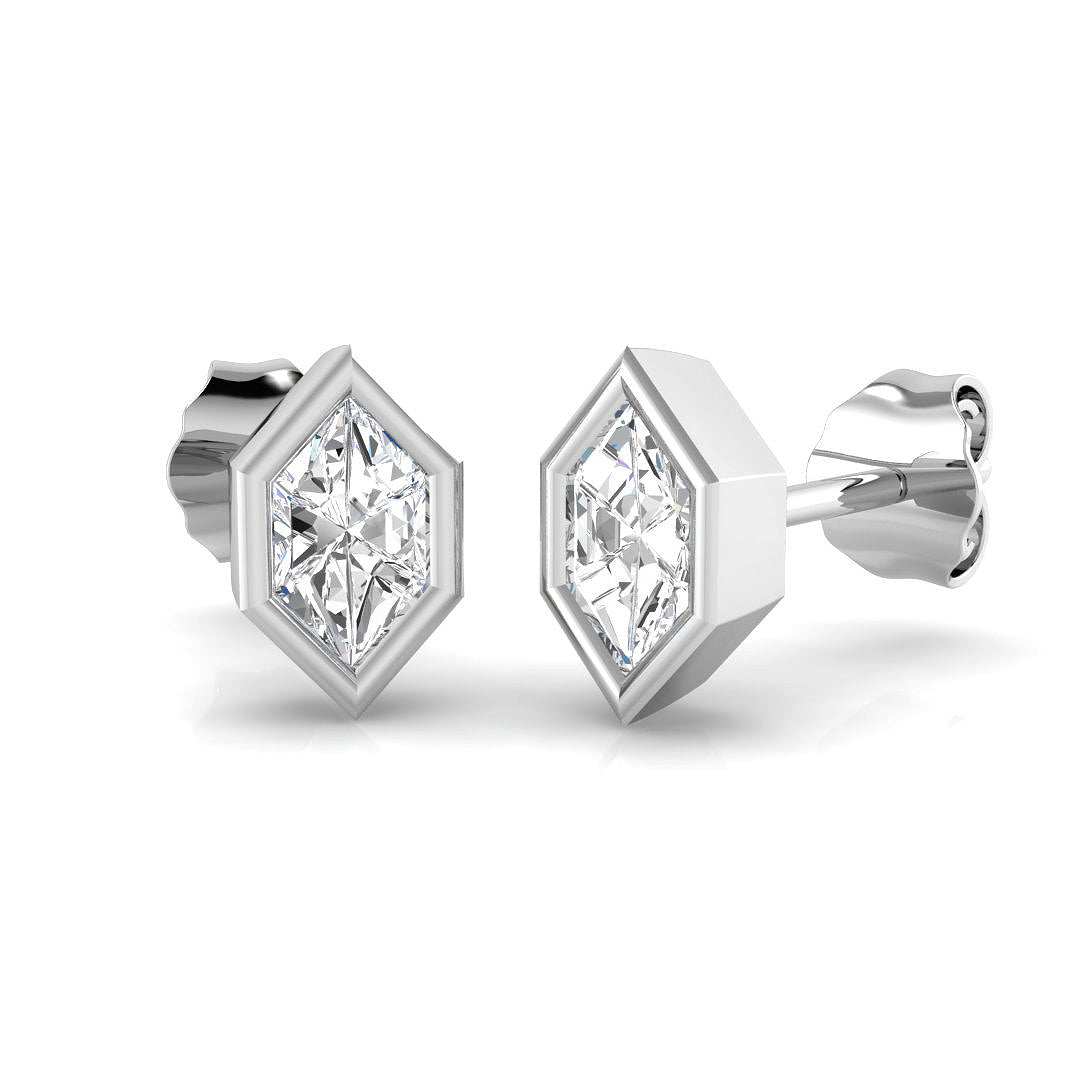 Kite cut diamond bezel stud earrings