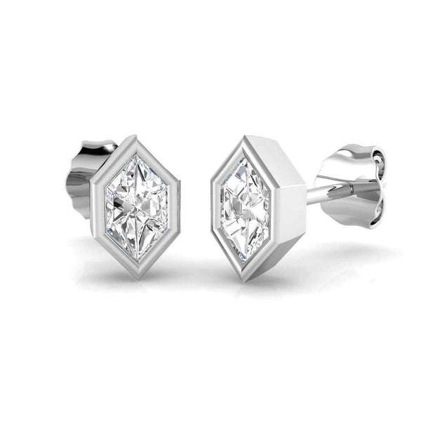 Kite cut diamond bezel stud earrings