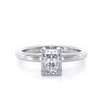 Radiant diamond solitaire engagement ring