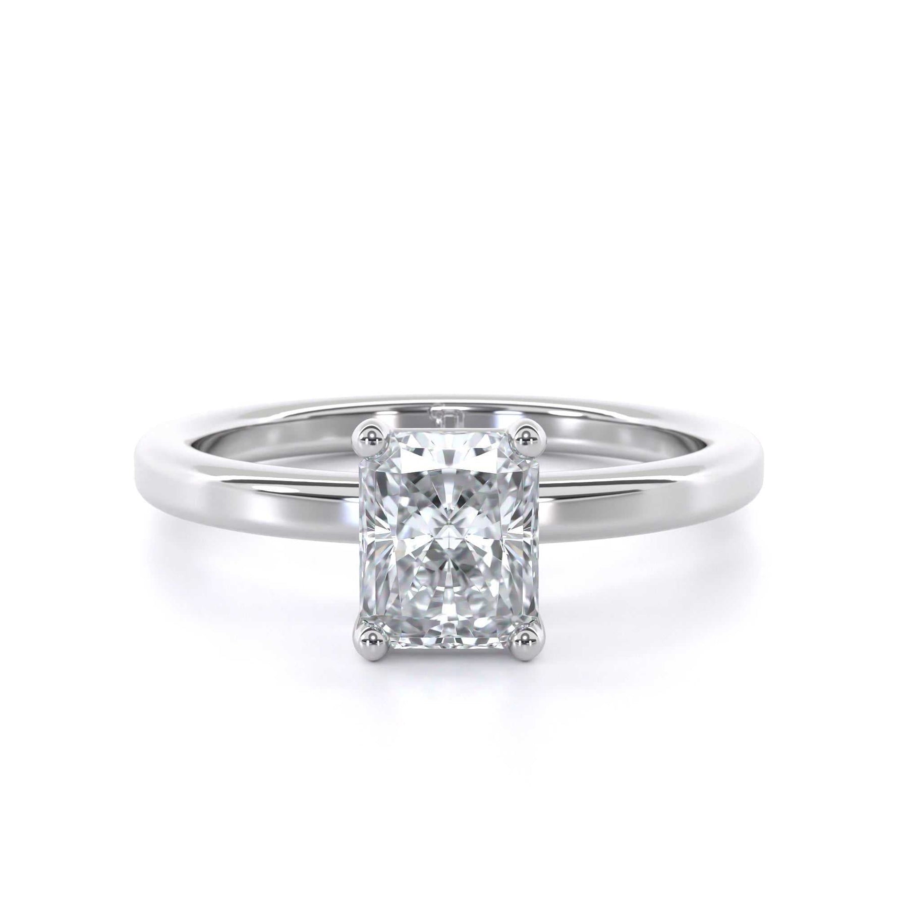 Radiant diamond solitaire engagement ring