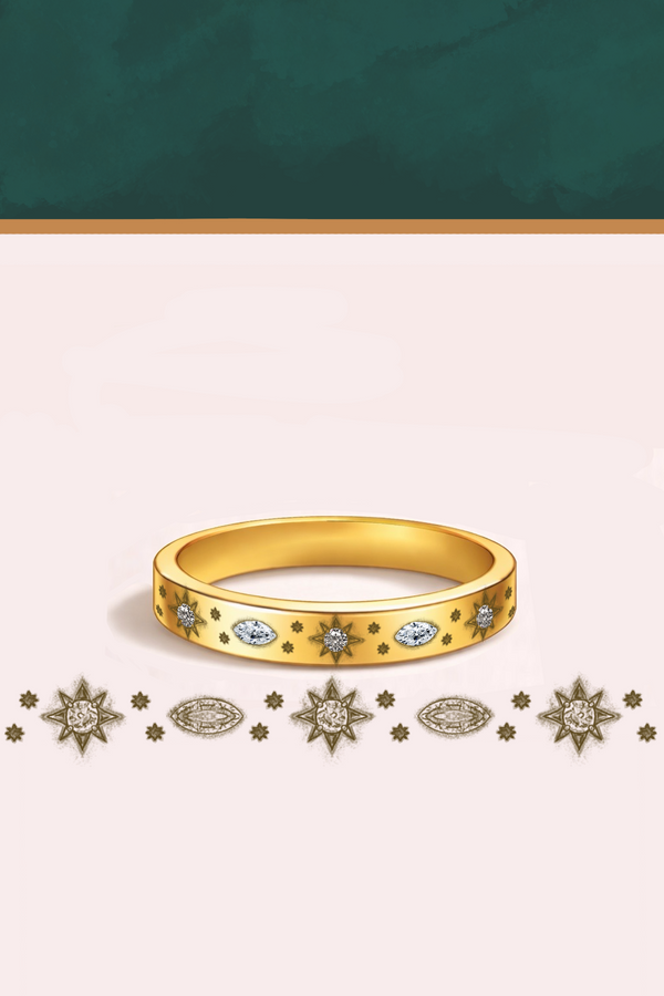 Marquise diamond engraved eternity band