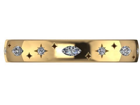 Marquise diamond engraved eternity band