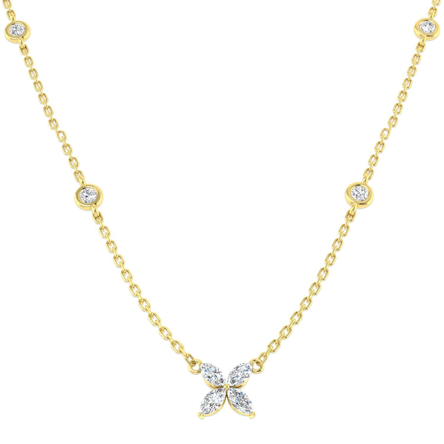 Marquise diamond flower pendant necklace