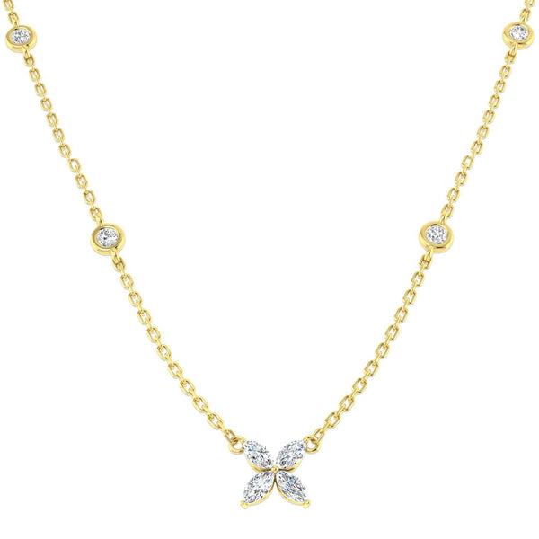 Marquise diamond flower pendant necklace
