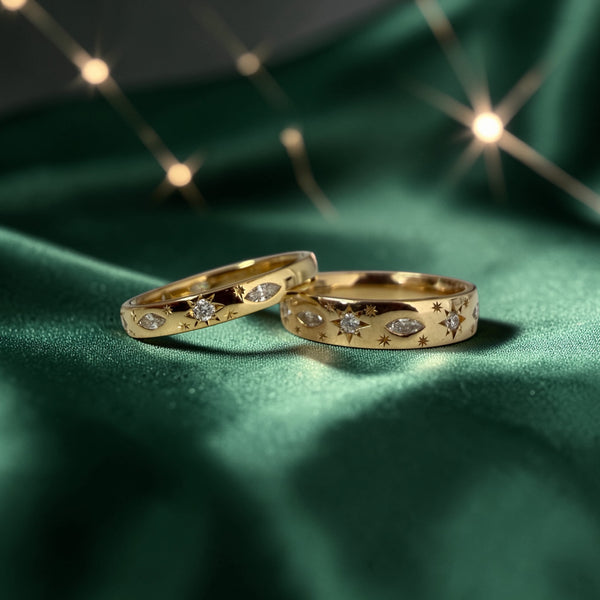 Marquise diamond engraved eternity band