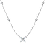 Marquise diamond flower pendant necklace