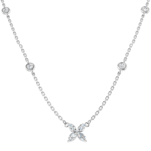 Marquise diamond flower pendant necklace