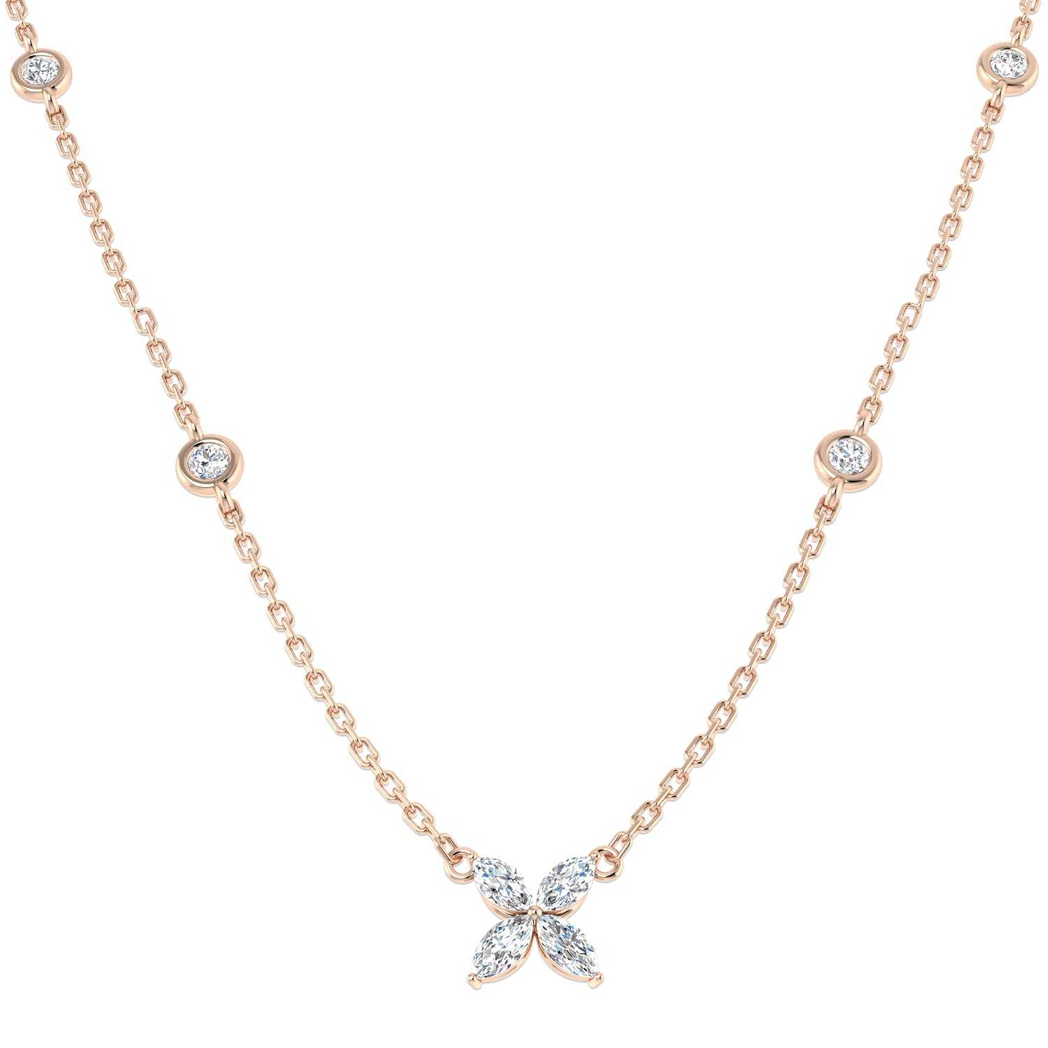 Marquise diamond flower pendant necklace